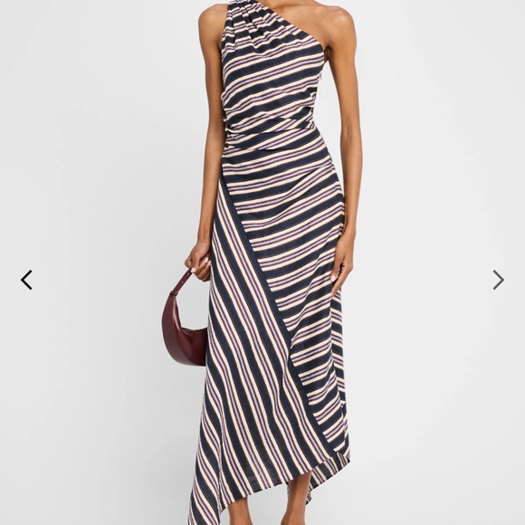 A.L.C. Lyn Stripe One-Shoulder Midi Dress - Picture 2 of 3